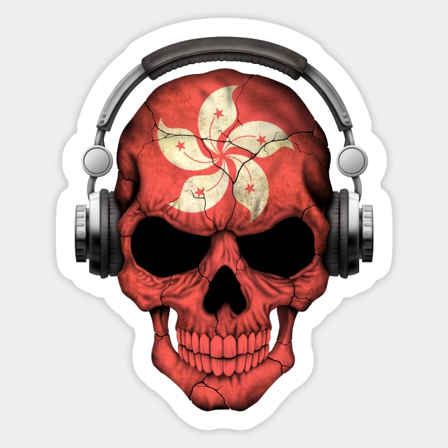 Dark Skull Deejay with Hong Kong Flag Sticker by jeffbartels